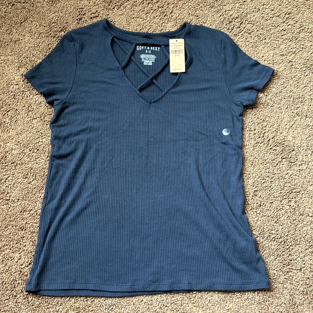 Womens American Eagle Soft & Sexy Rib Tee - XS